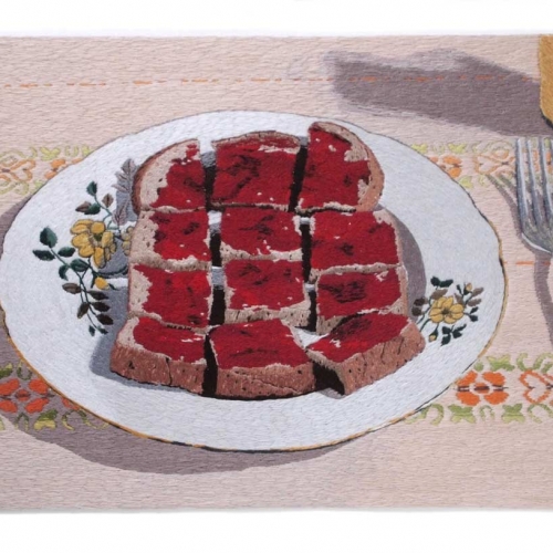 Sandwich with jam | 21cm x 35cm; embroidery painting ; 2013