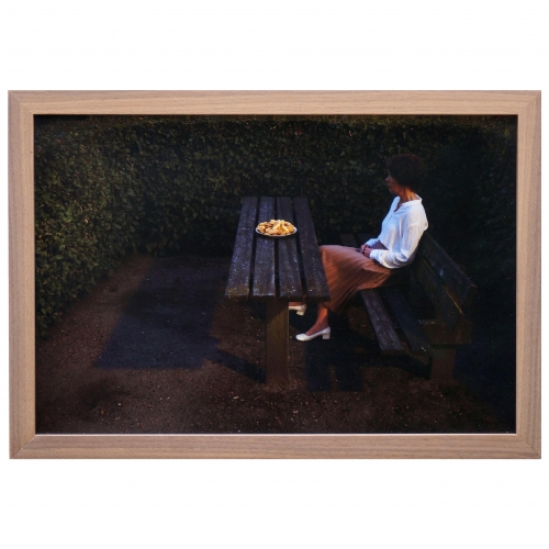 avondlicht | 27cm x 39cm x 19cm; walnut wood, duratrans, LED strippen, non reflecting glass; 2019