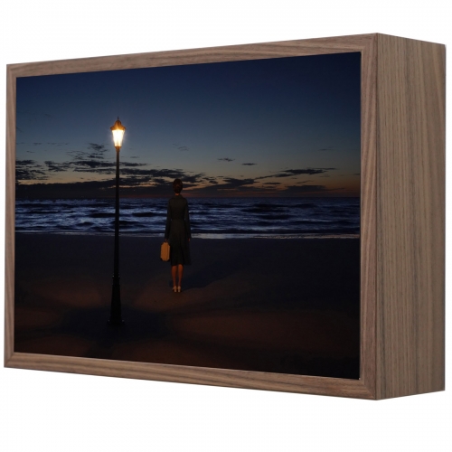 nachtlicht | 33 x 48 cm, lightbox (noten fineer, led, duratrans, museumglas), 2026