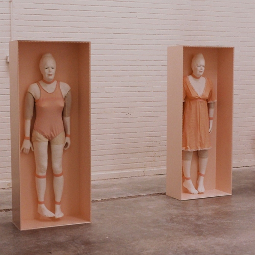 Porcelain dolls | 160cm x 64cm x 32cm; porcelain, textile, wood; EKWC 2005